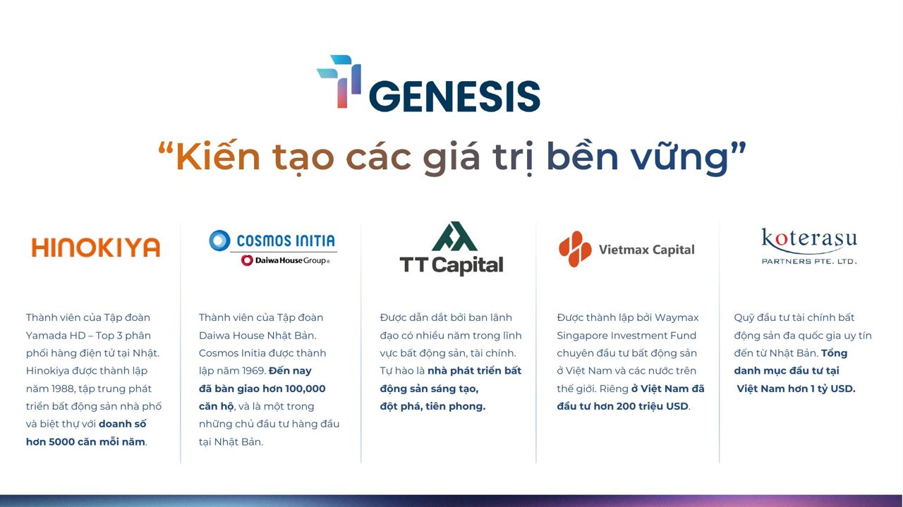 Liên doanh 5 nhà đầu tư phát triển TT Genesis: Hinokiya, Cosmos Initia, TT Capital, Vietmax Capital, Koterasu